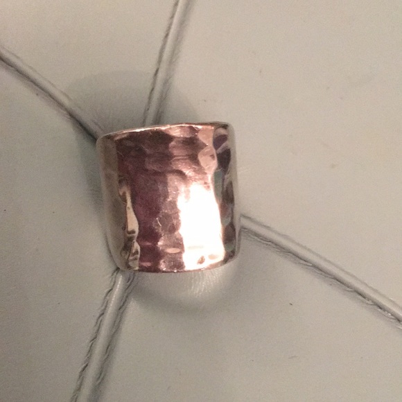 Hammered Style Silver Dinner Ring - Picture 2 of 4
